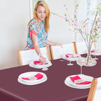 QZYL 12 PCS Wine Plastic Tablecloths, 54 in x 108 in Dinner Table Cloths, Rectangle Table Cover for Birthday Party Family Gathering Wedding