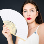 Aneco 36 Pieces Handheld Paper Fans Paper Folding Fans with Bamboos for Wedding Gift, Party, Home, DIY, White
