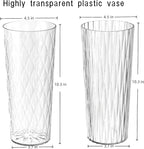 2 Clear Crystal Plastic Flower Vase, 10.2" Acrylic Rose Bouquet Vases for Home Decor Centerpieces Wedding Birthday Mothers (D4.6 2 + 2 Holder)