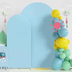 Fomcet Wedding Arch Cover 7.2FT, 6FT Dusty Blue Spandex Fitted Fabric Arch Backdrop Covers 2 Set for Round Top Chiara Arched Backdrop Stand Cover for Wedding Birthday Party Baby Shower Decor