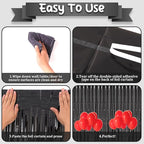 2 Pack Black Foil Fringe Backdrop Curtains, Tinsel Streamers Birthday Party Decorations, Fringe Backdrop for Graduation, Baby Shower, Gender Reveal, Disco Party