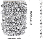 [66 Feet] Silver Pearl Beads Garland, 8MM 22 Yards Silver Faux Pearl Beads String Roll Bulk for DIY Craft Christmas Tree Wedding Party Decoration