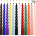 12-Pack 12-Color Spiral Taper Candles - 10 Inch Dripless & Long-Lasting Burn, Decorative Twisted Candles for Wedding, Birthday, Christmas, Home Decor, Party Supplies (Premium Wax, Unscented)