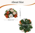 BLOSMON Terracotta Flowers for Wedding Centerpieces: 6 Pcs Fake Rose Kissing Balls Fall Table Decor - Artificial Silk Bouquet with Base Floral Arrangements Home Party Room DIY Decorations