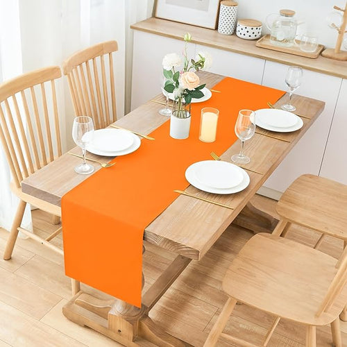 2 Pack Orange Long Table Runner 12 x 108 Inch Solid Color Farmhouse Runners Coffee Table Dresser for Daily Party Home Decoration