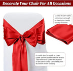 12 Pack Red Satin Table Runner,12 x 108 inch Long Premium Smooth Table Runner for Wedding, Banquets, Birthday, Party, Graduation, Engagements,Table Runners fit Rectangle and Round Table