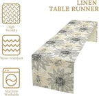 Chrysanthemum Vintage Floral Table Runner, Elegant Grunge Green Sunflower Spring Summer Elegant Pattern Artichokes Flower Table Runner for Party Kitchen Dining Living Room Decor, 13x90 Inch