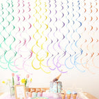36 Pcs Pastel Hanging Swirl Decorations Pastel Color Felt Swirl Streamer Spiral Ceiling Decorations Garland for Macaron Colorful Birthday Wedding Baby Shower Easter Party Supplies