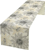 Chrysanthemum Vintage Floral Table Runner, Elegant Grunge Green Sunflower Spring Summer Elegant Pattern Artichokes Flower Table Runner for Party Kitchen Dining Living Room Decor, 13x36 Inch
