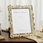 Cuspin 8x10 Picture Frame Vintage Gold Frames, Elegant Photo Frame with Glass Front, Palm Leaves Textured Hand-Crafted Resin Frame for Wall and Tabletop Display Home Decor