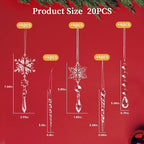 20pcs Christmas Ornaments Set for Tree - Hanging Acrylic Crystal Snowflake Icicle Drop Decorations for Winter Christmas Tree, New Year Party Supplies