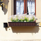 12 Bundles Artificial Flowers Outdoor UV Resistant Fake Flowers No Fade Plastic Plants Garden Porch Window Box Decorating (White)