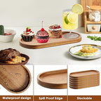 12 Pcs Solid Acacia Wood Serving Trays, 10 Inch Rectangular Wooden Serving Platter Oval Wooden Plates Wood Cheese Plate Acacia Cheese Board for Charcuterie essert Snack Bread Fruit Appetizer