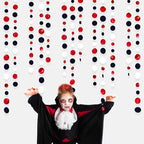 46 Ft Red Black and White Circle Dots Garland Hanging Paper Polka Dots Streamer for Graduations Birthday Bachelorette Engagement Wedding Bridal Shower Holiday Casino Poker Pirate Party Decorations