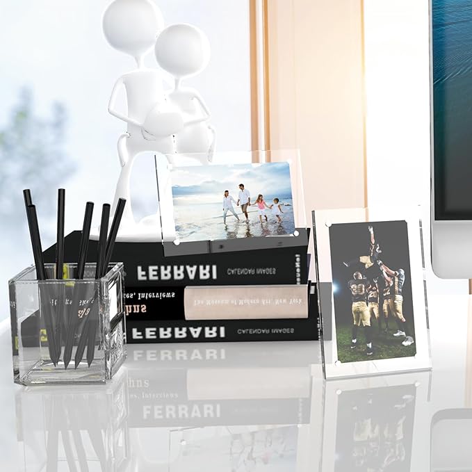 HELPLEX Picture Frames, 6 Pack 8x10 inch Acrylic Picture Frame Clear 8 x 10 Photo Frames Magnetic Picture Frames Ready for Tabletop Display, Effectively Protect Photos from Fading and Yellowing