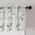 VISIONTEX Sheer Voile Curtain Valances, Decorative Leaves Embroidered, Rod Pocket Window Treatment for Kitchen/Rustic Bedroom/Living Room (54 x 16 Inch,1 Panel)