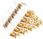 400PCS Pre Rolled Gold Plastic Silverware Sets - Heavy Duty Fancy Gold Cutlery - Include 100 Pack Wrapped Disposable Utensils with Napkins for Parties, Dinners & Weddings