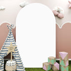 White Arch Cover - 6ft Backdrop Fabric Spandex for Wedding Arch Stand Frame - Round Top Chiara Cover for Birthday, Bridal Shower, Prom, Balloon Party Ceremony
