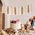Boho Baby-Shower White-Brown Champagne Fall Party-Decorations - 33pcs Banner,Streamers Tassel Garland,Tissue Pom Poms Honeycomb,Paper Lantern Fan,Autumn,Bridal,Christmas,Birthday,Wedding Decor Hugtmr