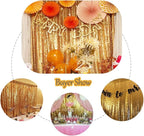 SquarePie Sequin Backdrop Curtain Not See Through Background for Wedding Party 8FT x 8FT Gold