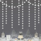 Snowflake-Snow White Christmas Party-Decoration Garland - 52ft Frozen Winter Wonderland Ornaments Hanging Paper Streamers,New Years Birthday Baby Shower Wedding Holiday Classroom Ceiling Decor Hugfond