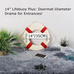 MorroMorn Lifebuoy Wall Hanging Decor - Welcome Aboard Mediterranean Style Home Decoration (Red, 14")