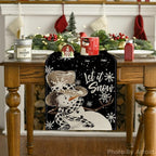 Artoid Mode Black Snowman Snowflake Let it Snow 2PCS Winter Table Runner, Christmas Kitchen Dining Table Decoration for Home Party Decor 13x72 Inch