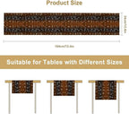 Deer Skin Table Runner Brown Fur Runner Black White Elk Deer Print Fur Western Print Cotton Linen Cottage Dinner Table Runners for Dining Room Kitchen Table Setting, 13x90 Inch