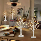 Vanthylit 4 Pcs Lighted Birch Tree Battery Powered Tabletop Tree Decorations for Home Fireplace Party Christmas Decorations (22 Inch)