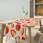 Strawberry Table Runner Spring Summer Wild Berry Fruit Theme Dinner Runner for Girl Baby Shower Party Holiday Home Kitchen Dining Table Decor 13x60