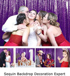 ShinyBeauty Purple 4FTx8FT Sequin Photo Backdrop Bridal Shower Photo Booth Backdrop Royal Purple Sequin Curtains 2 Panels