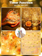 2 Pack Fairy Lights Battery Operated with Remote Control Timer, LED String Lights Outdoor Indoor, 8 Mode Twinkle Lights for Christmas Party Wedding Birthday Bedroom Décor (Warm White)