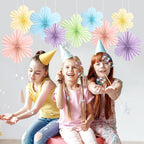 SUNBEAUTY 9 PCS Pastel Paper Flowers Decorations for Wall Paper Fans Classroom Decoration Paper Floral Backdrop Decor Paper Fans Decoration