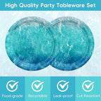 40pcs Ocean Themed Birthday Party Decorations Under the Sea Party,Ocean Waves Plates and Napkins,Suitable for 20 Guests