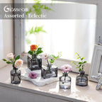 Glasseam Bud Flower Vases in Bulk: 40 Glass Cute Small Vases for Centerpieces Vintage Mini Wedding Birthday Party Table Centerpieces Tiny Baby Shower Dining Room Decoration Black Grey