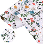 WRAPAHOLIC Kraft Wildflower Wrapping Paper - Mini Roll - 17 Inch x 16.5 Feet - Floral Wrapping Paper for for Wedding, Birthday, Bridal Shower, Tea Party