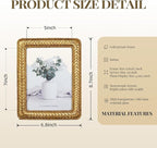 Cuspin 5x7 Gold Picture Frame, Ornate Decorative Rattan Resin Photo Frame, Gold Frames Braided Design for Tabletop Display or Wall Hanging, Elegant Home Decor