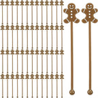 50 Pcs Christmas Drink Stirrers Xmas Coffee Stir Sticks Plastic Swizzle Sticks Cocktail Mixers for Holiday Party Supplies Hot Drinks Cocoa Bar Decoration