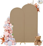 Wedding Arch Covers Arch Backdrop Cover Arch Stand Covers 7.2FT 6FT Set of 2 Arch Cover Spandex Fabric Stretchy Backdrop for Wedding Birthday Party Decoration Baby Shower (Khaki)