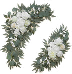 Artificial Flower Swag Set of 2 for Wedding Welcome Signs Floral Decorations, White Wedding Arch Flowers for Wedding Ceremony