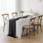 6Pack 9ft Chiffon Table Runner 14x108 Inch Sheer Romantic Table Runner for Wedding Birthday Party Bridal Shower Outdoor Decoration-Black