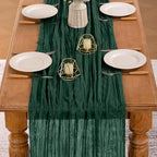 MLMW 10 Pack Christmas Table Runner Cheesecloth Emerald Green Table Runner Boho Cheese Cloth Gauze 160 inch Rustic Table Runner 13.3ft for Party Wedding Baby Bridal Shower Birthday