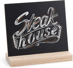 ONUPGO Chalkboard Signs with Wood Base Stands, 10X12cm Vintage Wooden Tabletop Decorative Chalkboard Sign, Message Chalkboard Sign for Party, Restaurant, Wedding, Set of 6