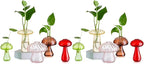 Glasseam Mushroom Planter Propagation Vase, Set of 10 Glass Terrariums for Plants, Cute Hydroponic Small Planter, Colored Propagate Station, Decorative Bud Vases for Flowers, Unique Gifts for Women