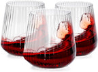 30 Pack Plastic Ribbed Wine Glasses, 14 OZ Origami Stemless Disposable Wine Champagne Whiskey Glasses Unbreakable Clear Plastic Cocktail Glasses, Reusable Wine Cups for Home Party Wedding Bar