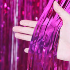 4 Pack Pink Foil Fringe Backdrop Curtains, Tinsel Streamers Birthday Party Decorations, Fringe Backdrop for Graduation, Baby Shower, Gender Reveal, Disco Party
