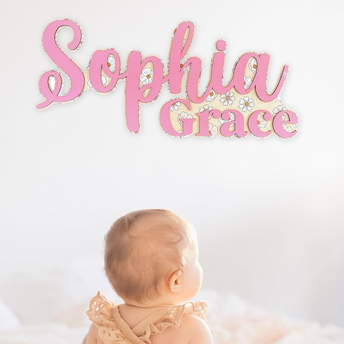 Nursery Name Sign - Name Signs For Kids Room - Wood Name Signs For Nursery - Custom Wood Name Sign - Personalized Baby Gifts - Wooden Name Sign - Large Wooden Letters