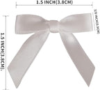 50pcs 1-1/2" Mini White Satin Ribbon Bows Without Twist Ties for Crafts Gift Wrapping Packing Christmas Decoration (White)