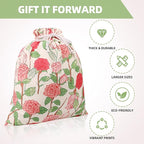Drawstring Gift Bags,Extra Large 24"x 20" | Premium Canvas Storage Bags | Reusable Fabric | Perfect for Baby Showers,Birthday Parties | Rosy