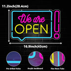 Open Neon Sign for Business, We Are Open Led Neon Light Signs for Store Shop Bar Café Restaurant Wall Decor Bright Advertisement Sign for Window Dimmable USB Powered(16.9"*11.2")